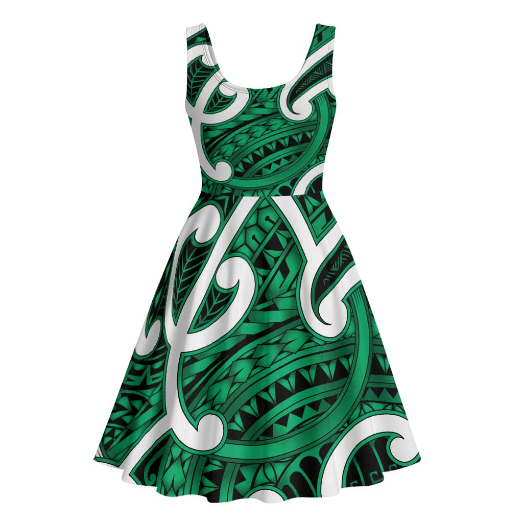 Aotearoa Maori Kowhaiwhai Midi Dress Kakariki Puhoro and Patiki LT9 - Polynesian Pride