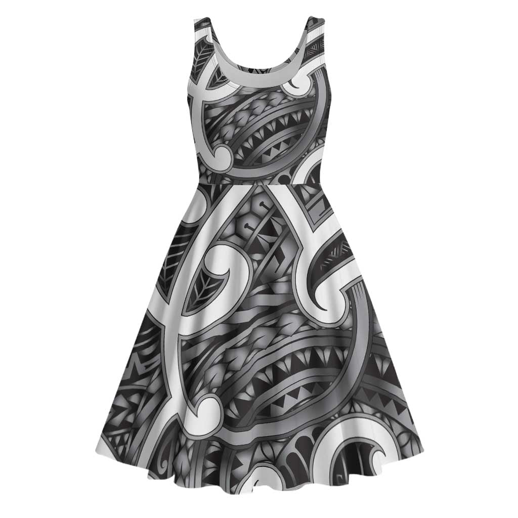 Aotearoa Maori Kowhaiwhai Midi Dress Kiwikiwi Puhoro and Patiki