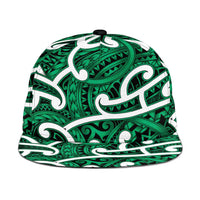 Aotearoa Maori Kowhaiwhai Snapback Cap Kakariki Puhoro and Patiki LT9 One Size Green - Polynesian Pride