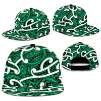 Aotearoa Maori Kowhaiwhai Snapback Cap Kakariki Puhoro and Patiki LT9 - Polynesian Pride