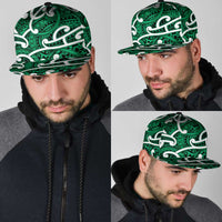 Aotearoa Maori Kowhaiwhai Snapback Cap Kakariki Puhoro and Patiki LT9 - Polynesian Pride