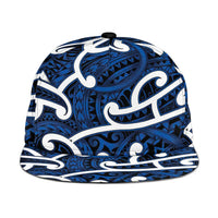 Aotearoa Maori Kowhaiwhai Snapback Cap Kikorangi Puhoro and Patiki LT9 One Size Blue - Polynesian Pride