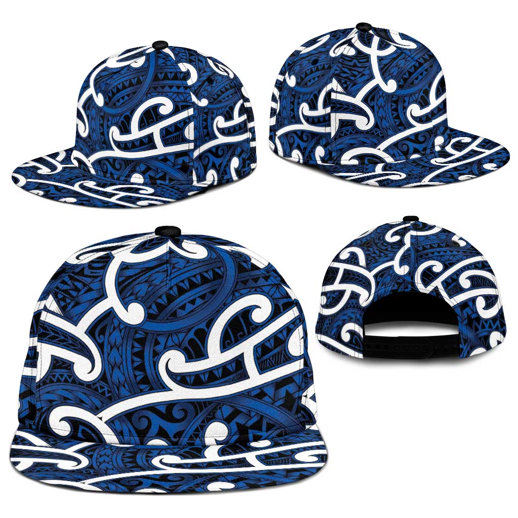 Aotearoa Maori Kowhaiwhai Snapback Cap Kikorangi Puhoro and Patiki LT9 - Polynesian Pride