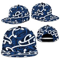 Aotearoa Maori Kowhaiwhai Snapback Cap Kikorangi Puhoro and Patiki LT9 - Polynesian Pride