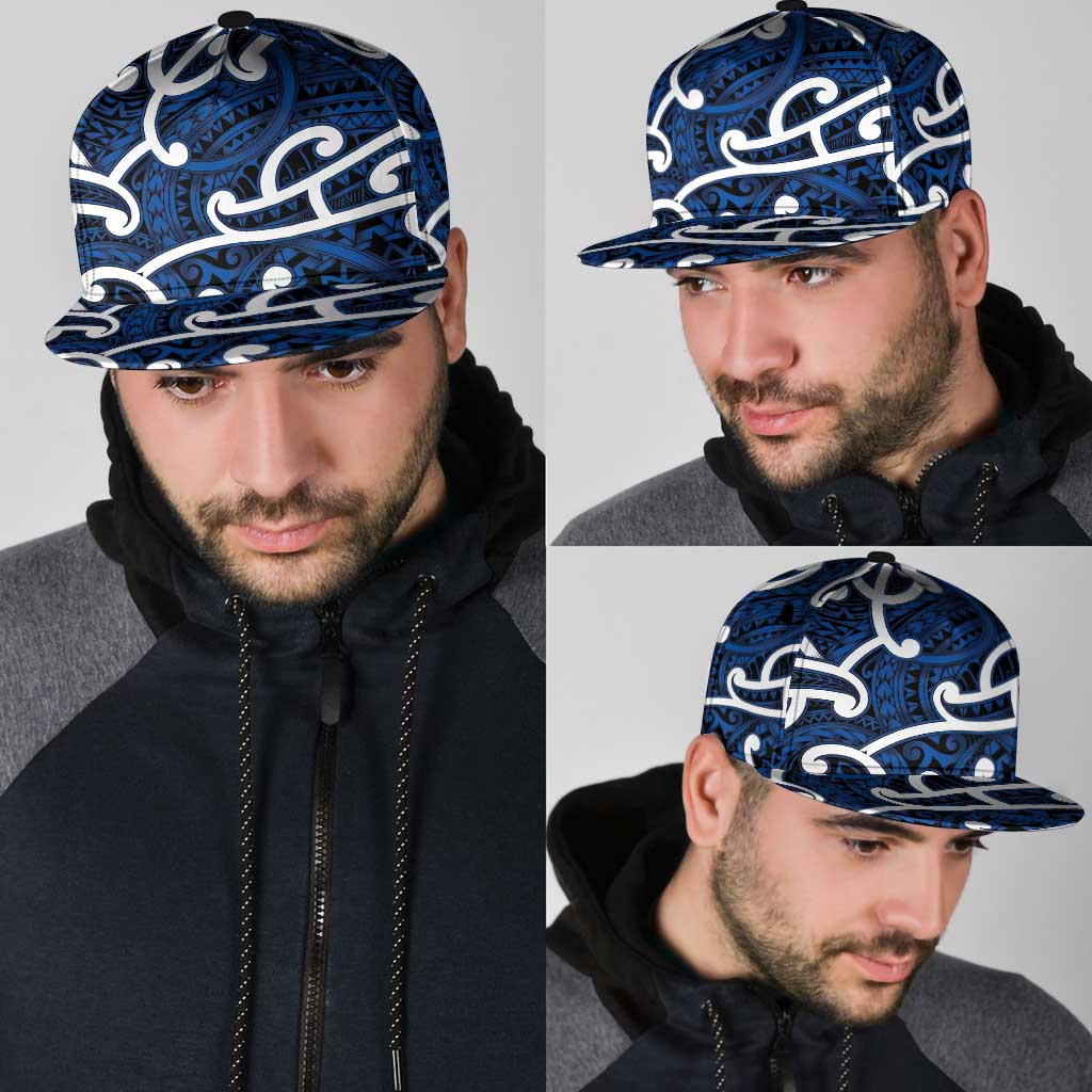 Aotearoa Maori Kowhaiwhai Snapback Cap Kikorangi Puhoro and Patiki LT9 - Polynesian Pride