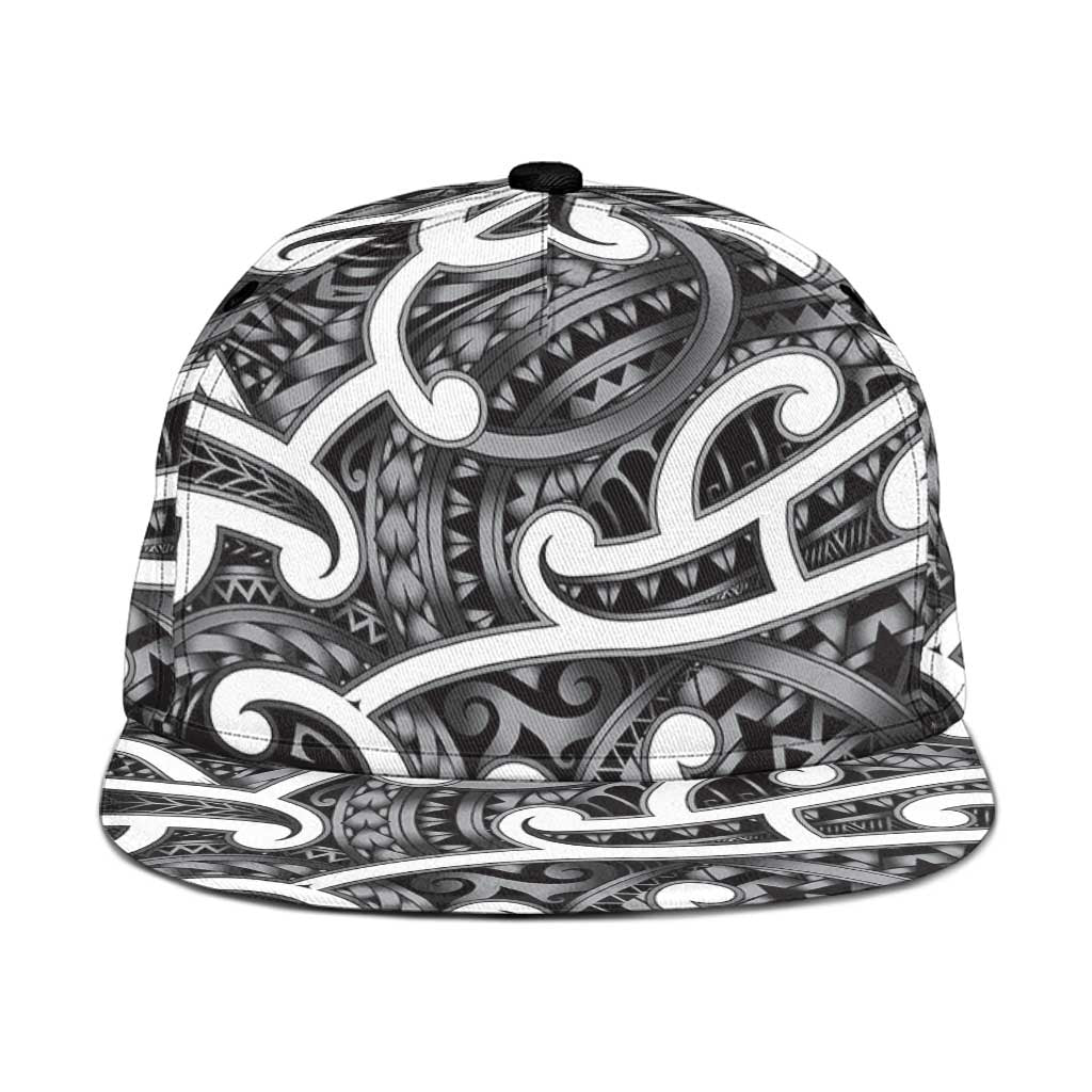 Aotearoa Maori Kowhaiwhai Snapback Cap Kiwikiwi Puhoro and Patiki LT9 One Size Grey - Polynesian Pride