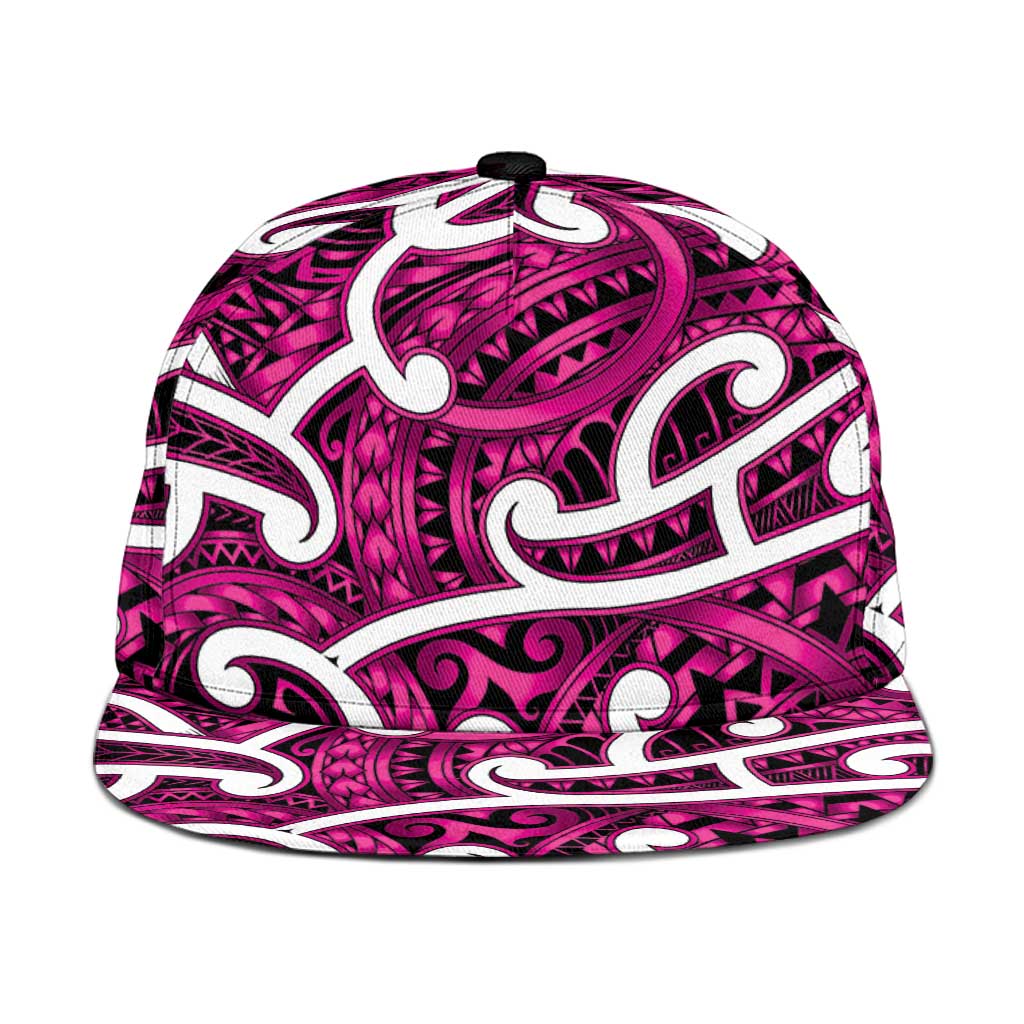 Aotearoa Maori Kowhaiwhai Snapback Cap Mawhero Puhoro and Patiki LT9 One Size Pink - Polynesian Pride