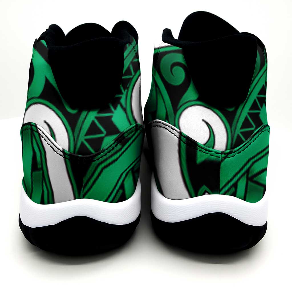 Aotearoa Maori Kowhaiwhai Sneakers J11 Kakariki Puhoro and Patiki LT9 - Polynesian Pride