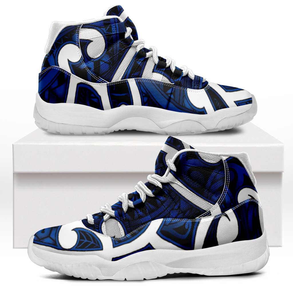 Aotearoa Maori Kowhaiwhai Sneakers J11 Kikorangi Puhoro and Patiki LT9 Blue - Polynesian Pride