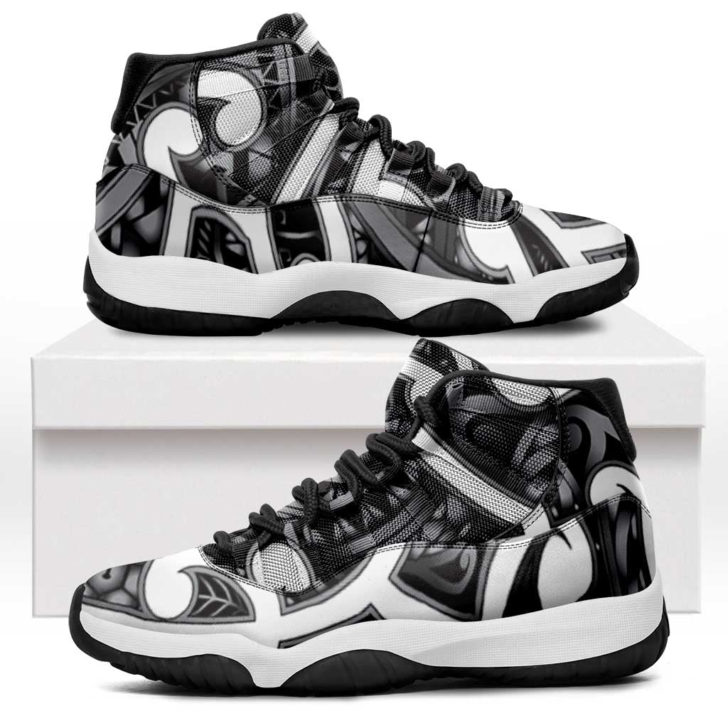 Aotearoa Maori Kowhaiwhai Sneakers J11 Kiwikiwi Puhoro and Patiki LT9 Grey - Polynesian Pride
