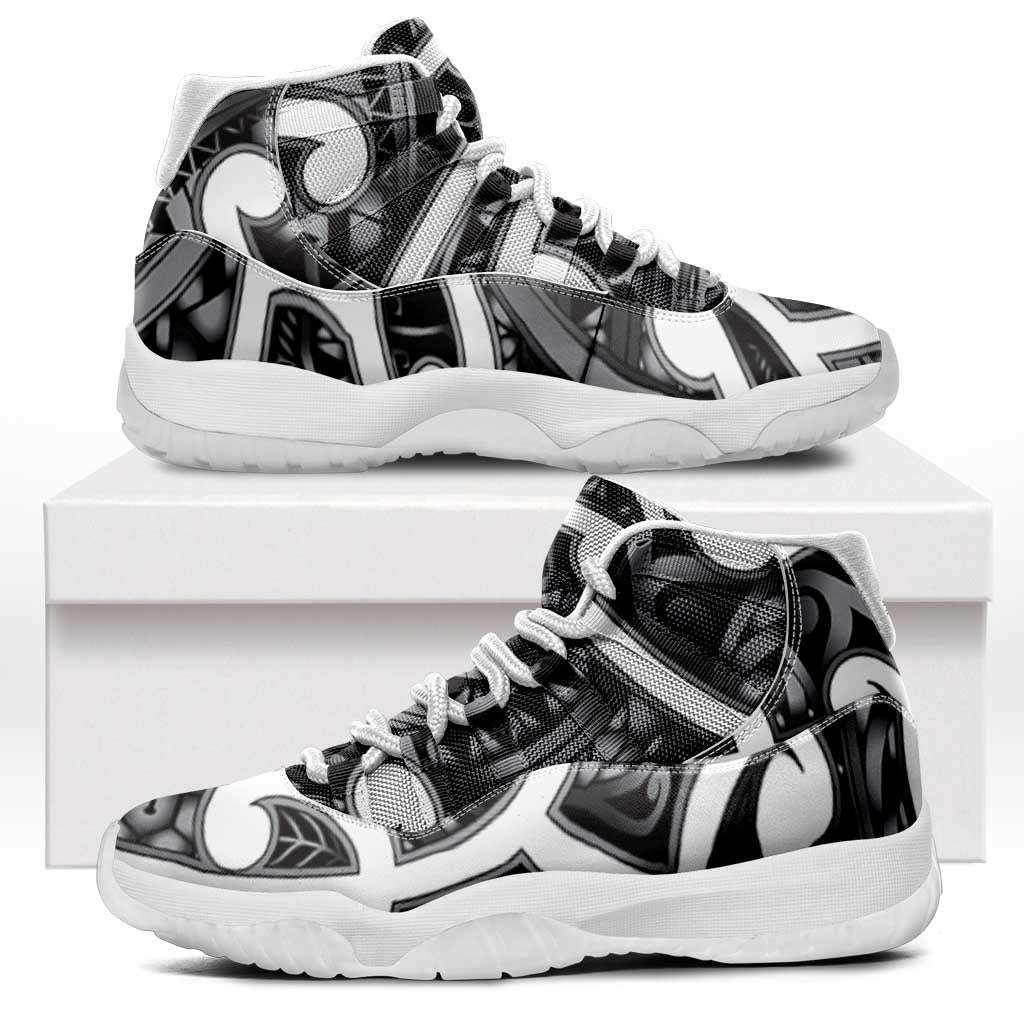 Aotearoa Maori Kowhaiwhai Sneakers J11 Kiwikiwi Puhoro and Patiki LT9 Grey - Polynesian Pride