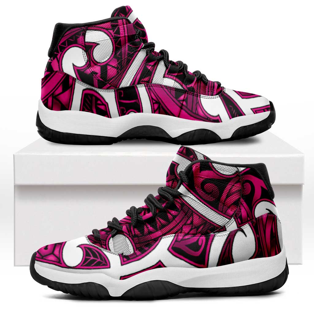 Aotearoa Maori Kowhaiwhai Sneakers J11 Mawhero Puhoro and Patiki LT9 Pink - Polynesian Pride