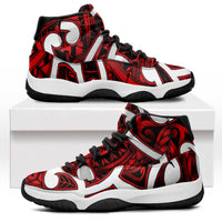 Aotearoa Maori Kowhaiwhai Sneakers J11 Whero Puhoro and Patiki LT9 Red - Polynesian Pride