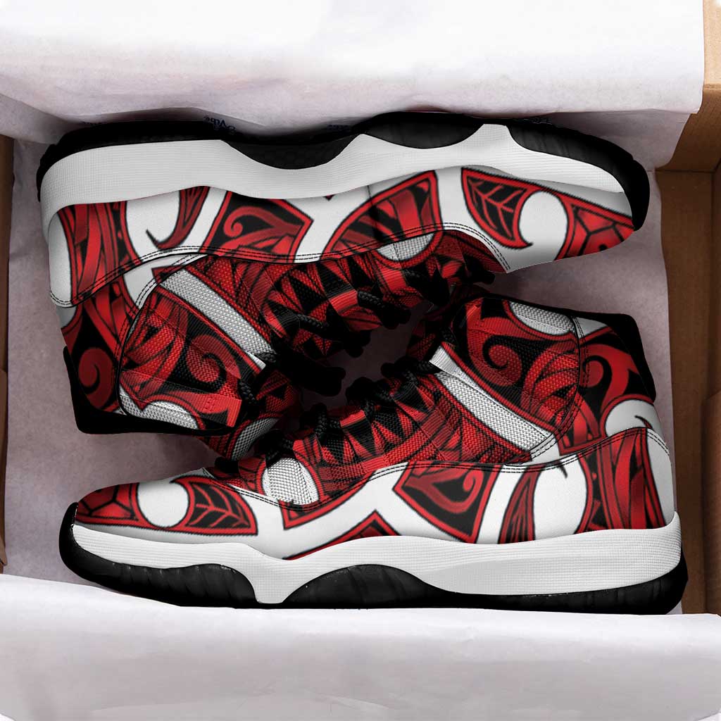 Aotearoa Maori Kowhaiwhai Sneakers J11 Whero Puhoro and Patiki LT9 - Polynesian Pride