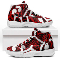 Aotearoa Maori Kowhaiwhai Sneakers J11 Whero Puhoro and Patiki LT9 Red - Polynesian Pride