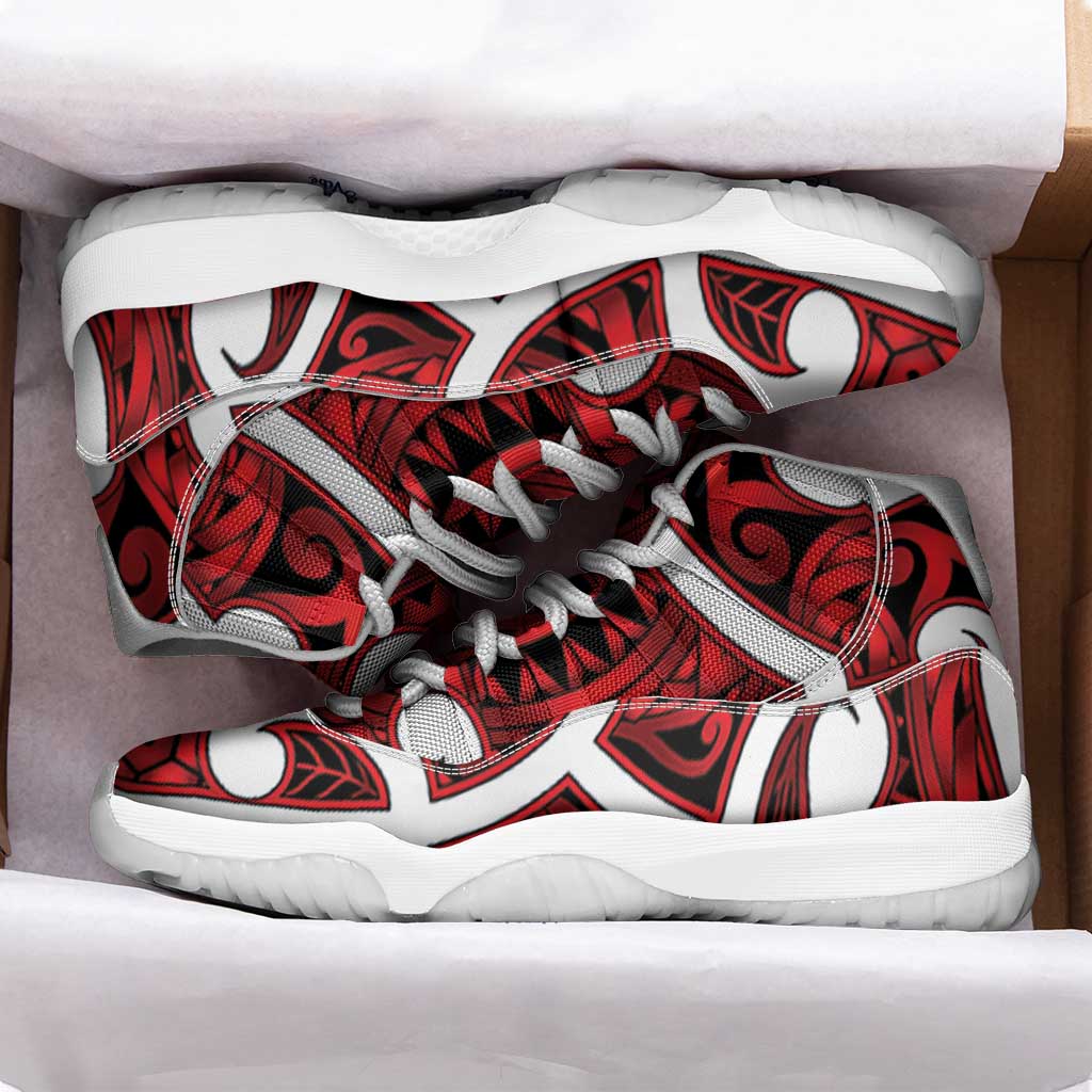 Aotearoa Maori Kowhaiwhai Sneakers J11 Whero Puhoro and Patiki LT9 - Polynesian Pride