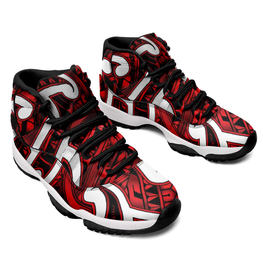Aotearoa Maori Kowhaiwhai Sneakers J11 Whero Puhoro and Patiki LT9 - Polynesian Pride