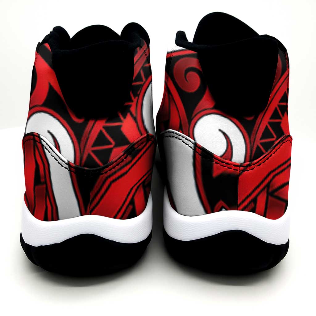 Aotearoa Maori Kowhaiwhai Sneakers J11 Whero Puhoro and Patiki LT9 - Polynesian Pride