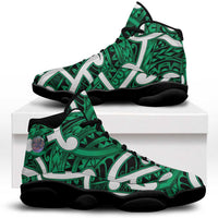 Aotearoa Maori Kowhaiwhai Sneakers J13 Kakariki Puhoro and Patiki LT9 Green - Polynesian Pride