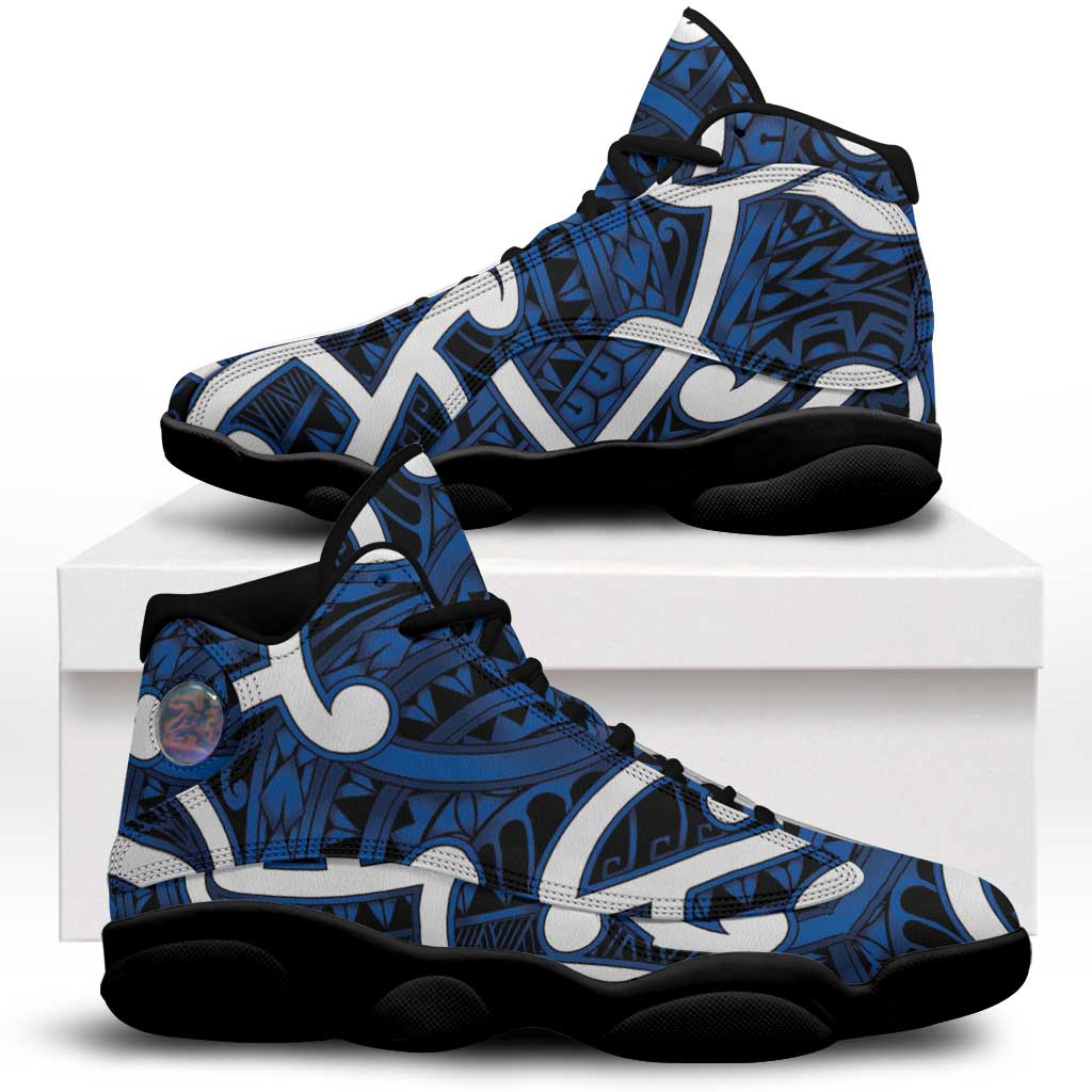 Aotearoa Maori Kowhaiwhai Sneakers J13 Kikorangi Puhoro and Patiki LT9 Blue - Polynesian Pride