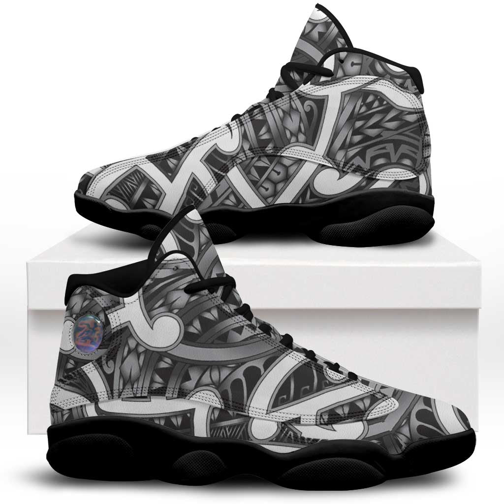 Aotearoa Maori Kowhaiwhai Sneakers J13 Kiwikiwi Puhoro and Patiki LT9 Grey - Polynesian Pride