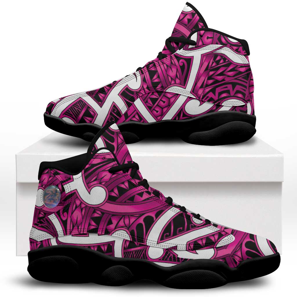 Aotearoa Maori Kowhaiwhai Sneakers J13 Mawhero Puhoro and Patiki LT9 Pink - Polynesian Pride