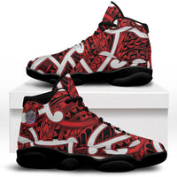 Aotearoa Maori Kowhaiwhai Sneakers J13 Whero Puhoro and Patiki LT9 Red - Polynesian Pride