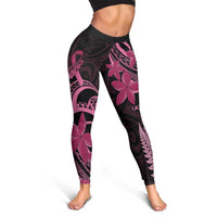 Aotearoa Maori Leggings Pink Fern Ribbons on Black - Polynesian Pride