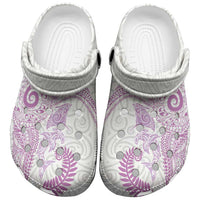 Aotearoa Maori Sea Animals Tribal Clogs Shoes Manta Ray and Shark Moko Pattern Pink Color LT03 Pink - Polynesian Pride