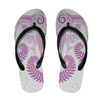 Aotearoa Maori Sea Animals Tribal Flip Flops Manta Ray and Shark Moko Pattern Pink Color LT03 Pink - Polynesian Pride