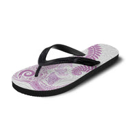 Aotearoa Maori Sea Animals Tribal Flip Flops Manta Ray and Shark Moko Pattern Pink Color LT03 - Polynesian Pride