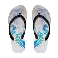 Aotearoa Maori Sea Animals Tribal Flip Flops Manta Ray and Shark Moko Pattern Sweet Pastel LT03 Multicolor - Polynesian Pride