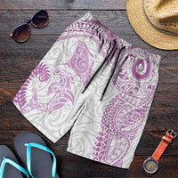 Aotearoa Maori Sea Animals Tribal Shorts for Men Manta Ray and Shark Moko Pattern Pink Color