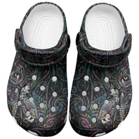 Aotearoa Moko Tribal Tattoo Clogs Shoes New Zealand Maori Penguin and Fantail Paua Shell Style