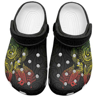 Aotearoa Moko Tribal Tattoo Clogs Shoes New Zealand Maori Penguin and Fantail Reggae Style