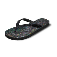 Aotearoa Moko Tribal Tattoo Flip Flops New Zealand Maori Penguin and Fantail Paua Shell Style