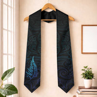Aotearoa New Zealand Graduation Stole Koru Fern Blue Gradient LT05 One Size Blue - Polynesian Pride