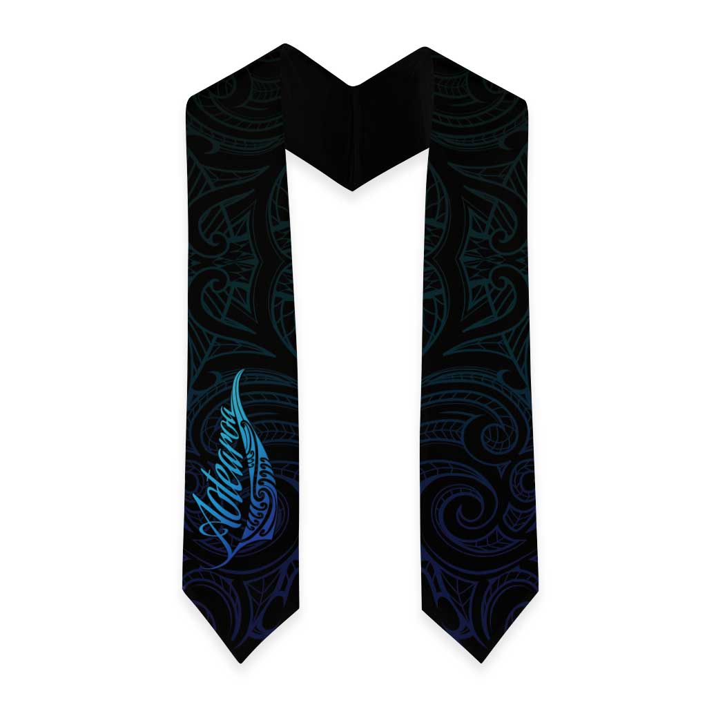 Aotearoa New Zealand Graduation Stole Koru Fern Blue Gradient LT05 - Polynesian Pride