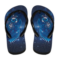 Aotearoa New Zealand New Year Flip Flops Tribal Koru Tattoo Blue Galaxy Maori Silver Fern LT03 - Polynesian Pride