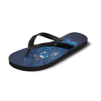 Aotearoa New Zealand New Year Flip Flops Tribal Koru Tattoo Blue Galaxy Maori Silver Fern LT03 - Polynesian Pride