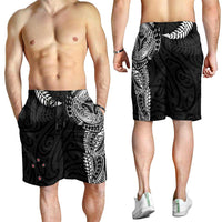 Aotearoa Volleyball Shorts for Men Silver Ferns and Maori Tribal Black LT03 - Polynesian Pride
