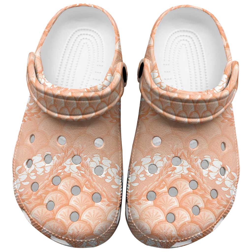 Apricot Mermaid Puakenikeni Maile Lei Clogs Shoes
