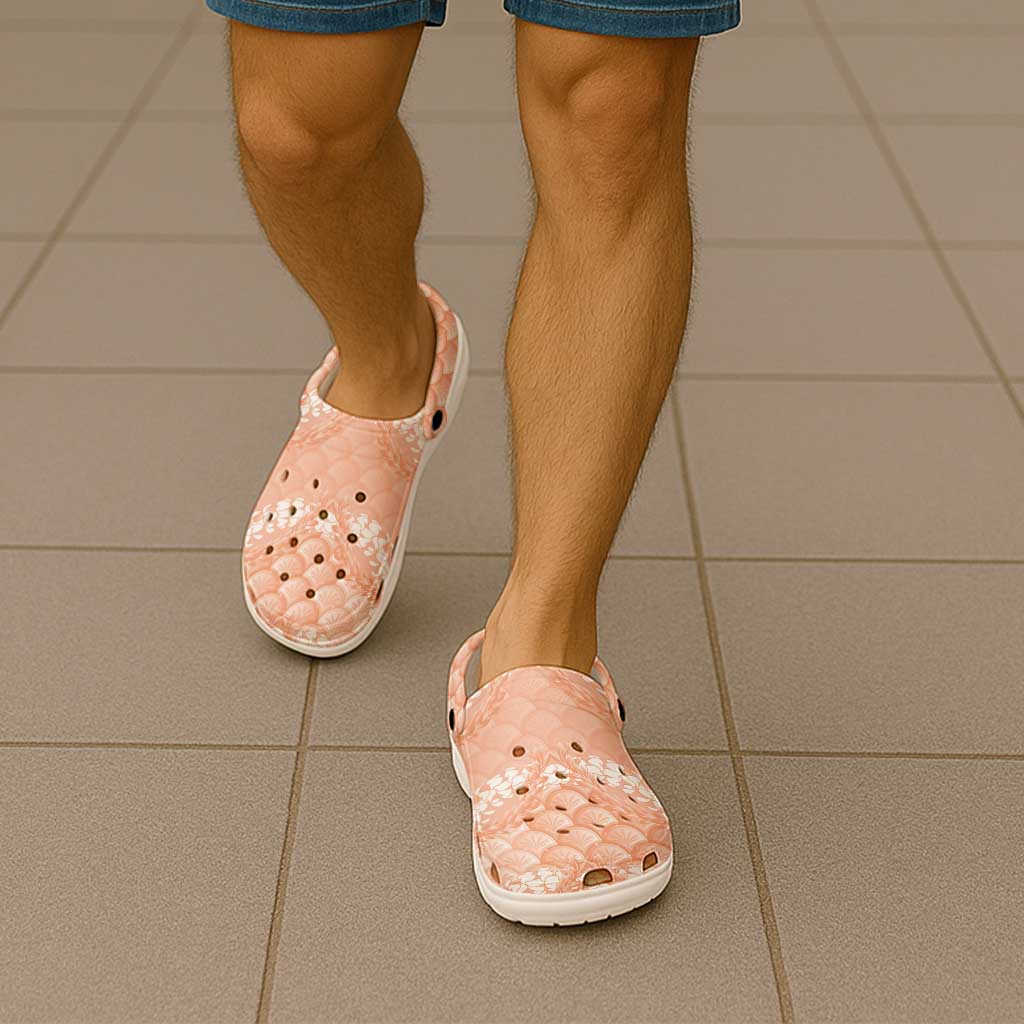 Apricot Mermaid Puakenikeni Maile Lei Clogs Shoes LT01 - Polynesian Pride