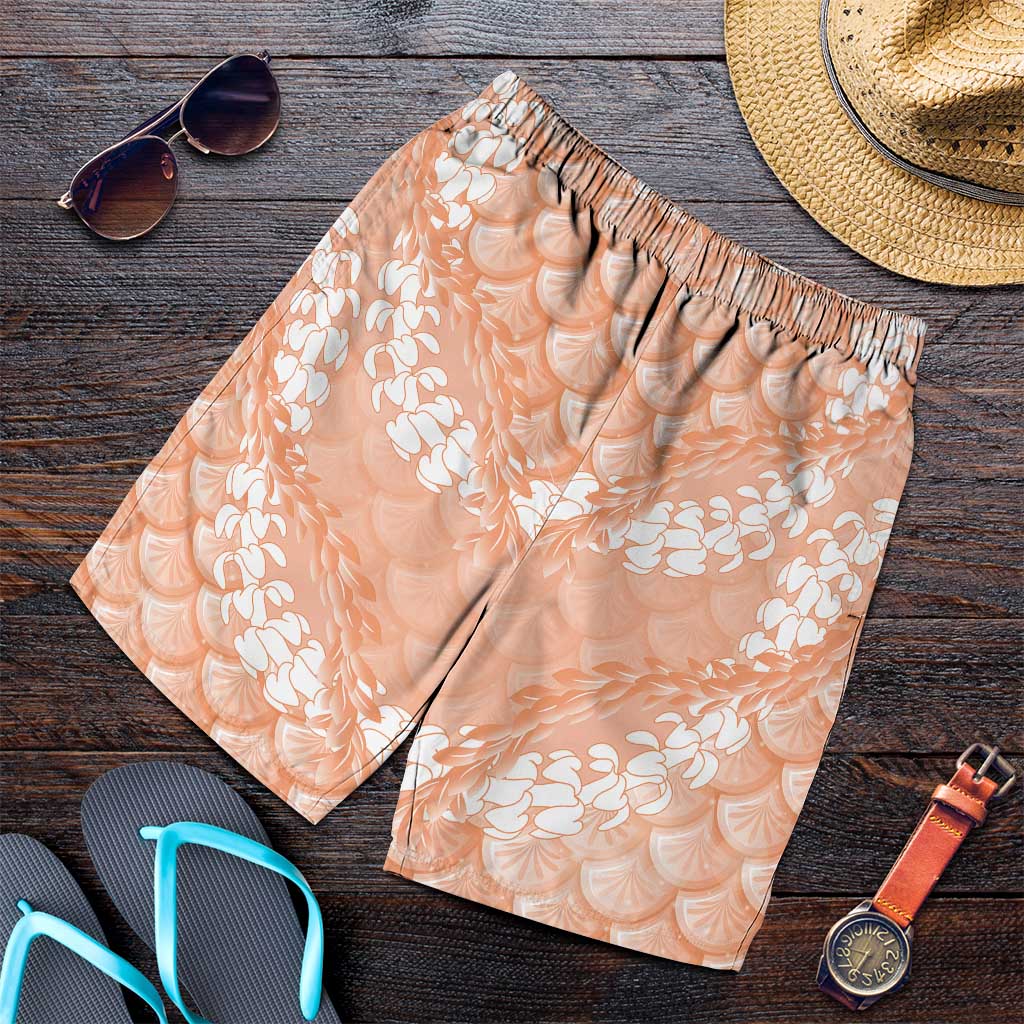 Apricot Mermaid Puakenikeni Maile Lei Shorts for Men LT01 Apricot - Polynesian Pride