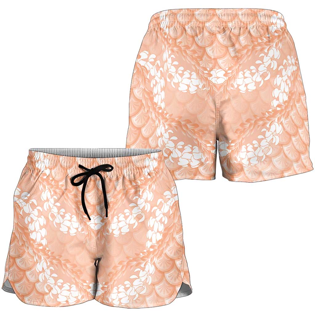 Apricot Mermaid Puakenikeni Maile Lei Shorts for Women LT01 - Polynesian Pride