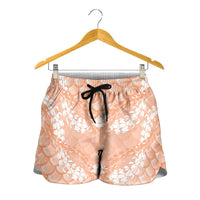 Apricot Mermaid Puakenikeni Maile Lei Shorts for Women LT01 - Polynesian Pride