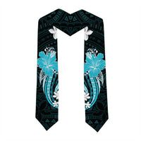 Aqua Polynesian Pattern With Tropical Flowers Graduation Stole LT05 - Polynesian Pride
