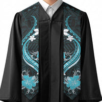Aqua Polynesian Pattern With Tropical Flowers Graduation Stole LT05 - Polynesian Pride