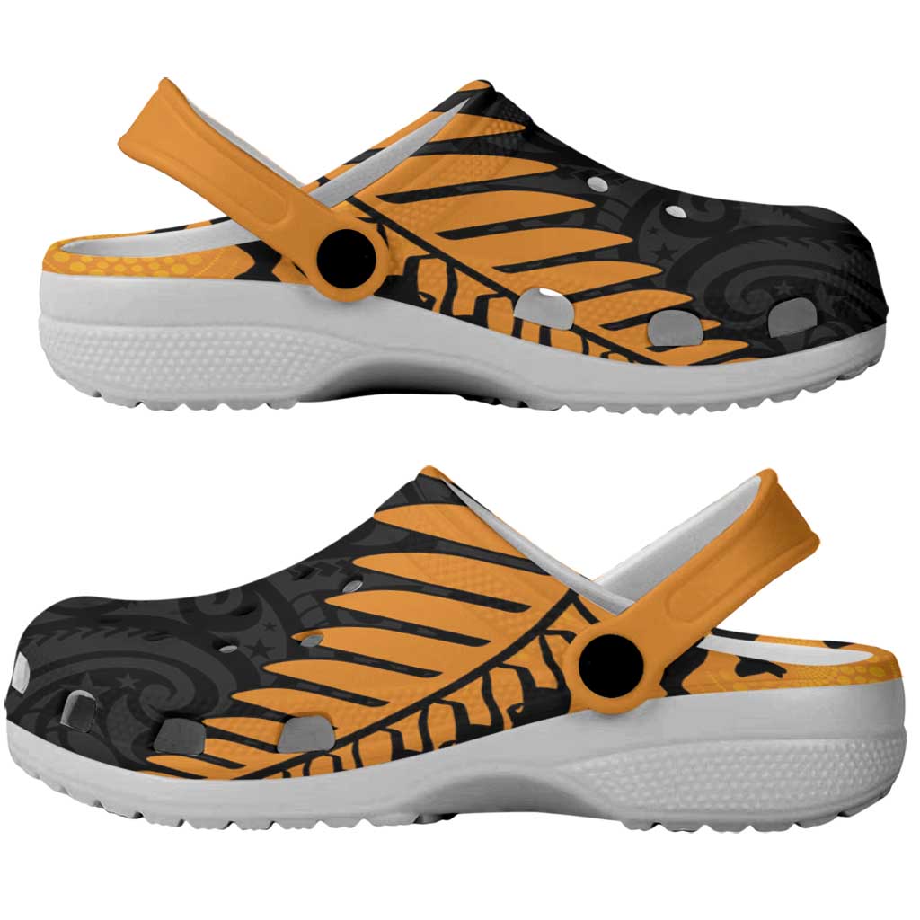 Australia New Zealand Rugby Clogs Shoes Gold Aboriginal Wallabies and Maori Black Fern - Polynesian Pride