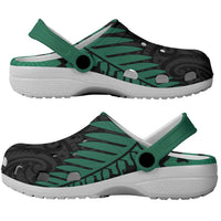 Australia New Zealand Rugby Clogs Shoes Green Aboriginal Wallabies and Maori Black Fern - Polynesian Pride